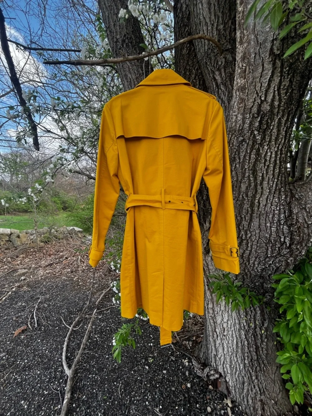 💛 Kenneth Cole Women’s Trench Coat – Mustard Yellow (Size M) - Picture 4 of 6